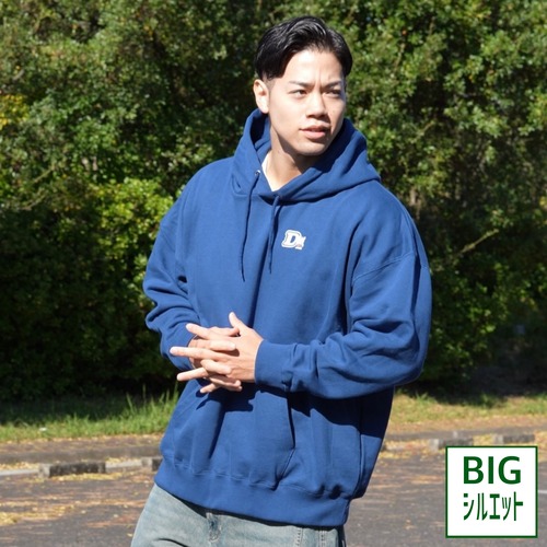 D ビッグシルエット フーディ【ダルブルー】《M-XL》