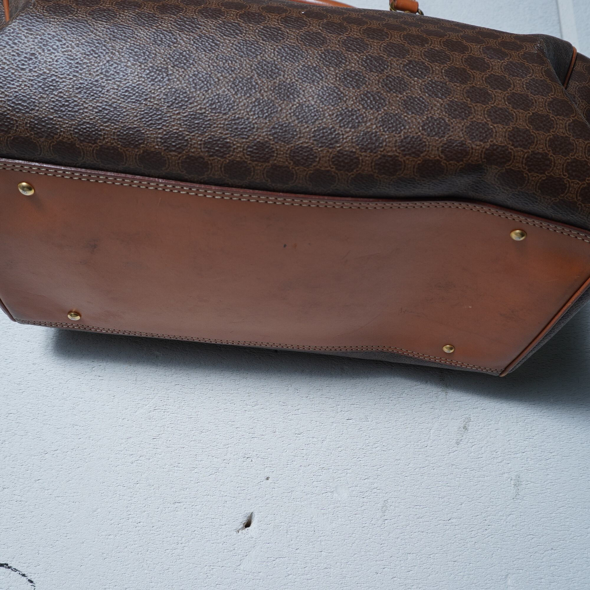 CELINE ブラウンレザーボストンバッグ 中古・古着通販】CELINE (セリーヌ) ボストンバッグ ブラウン