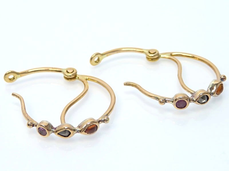 希少】DORETTE ドレット 750 フープピアス マルチ石 ゴールド carlo.mx