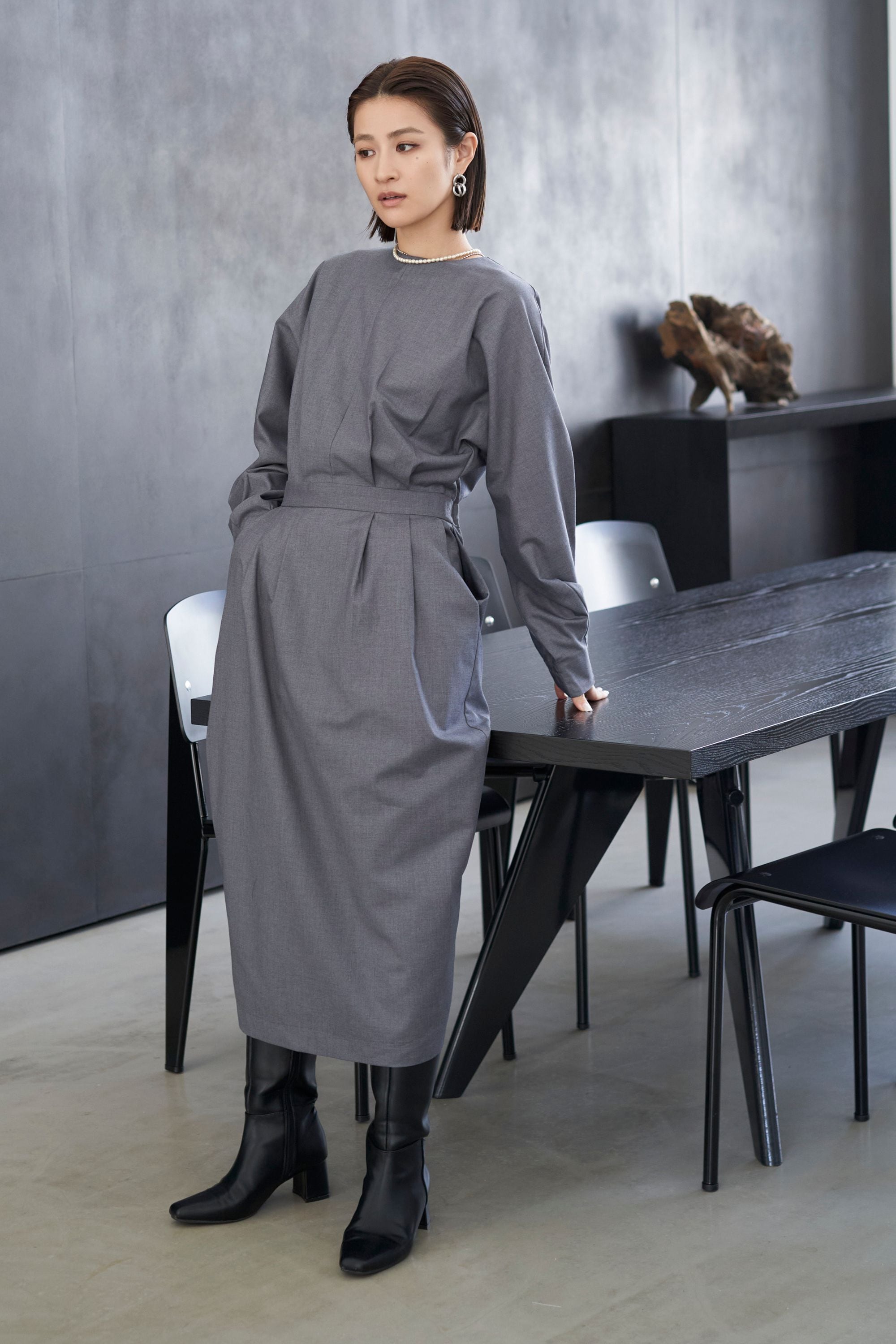 Rhombus Cocoon One piece - GRAY | seven dot - ライフスタイルECサイト -