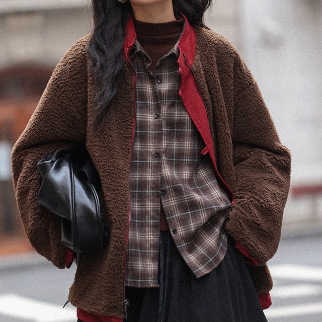 check loose-fit shirt J00069