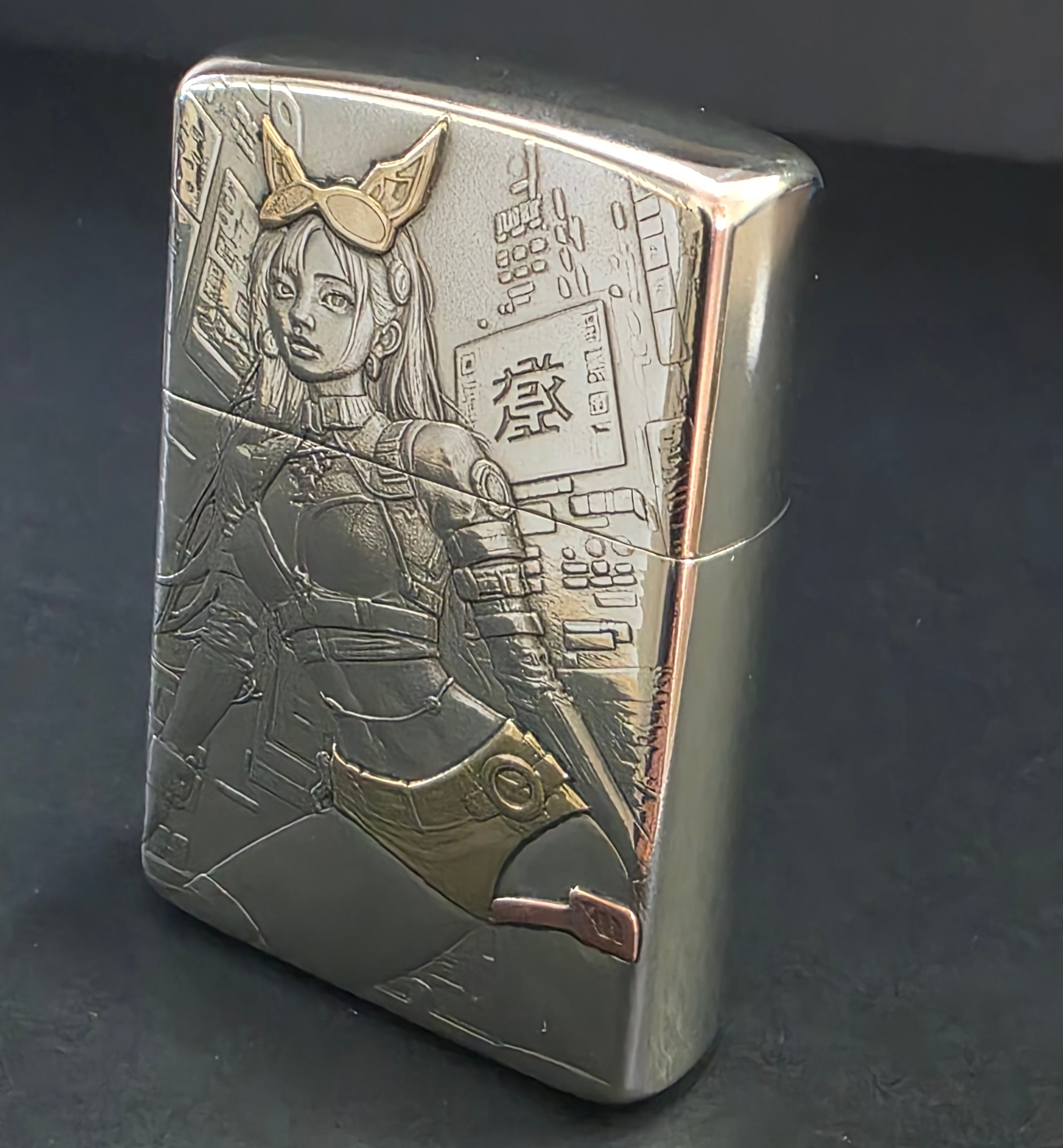 Or-66 zorroⅡ902S オイルライター 妖狐 九尾 女神と狐 五面加工 Or66