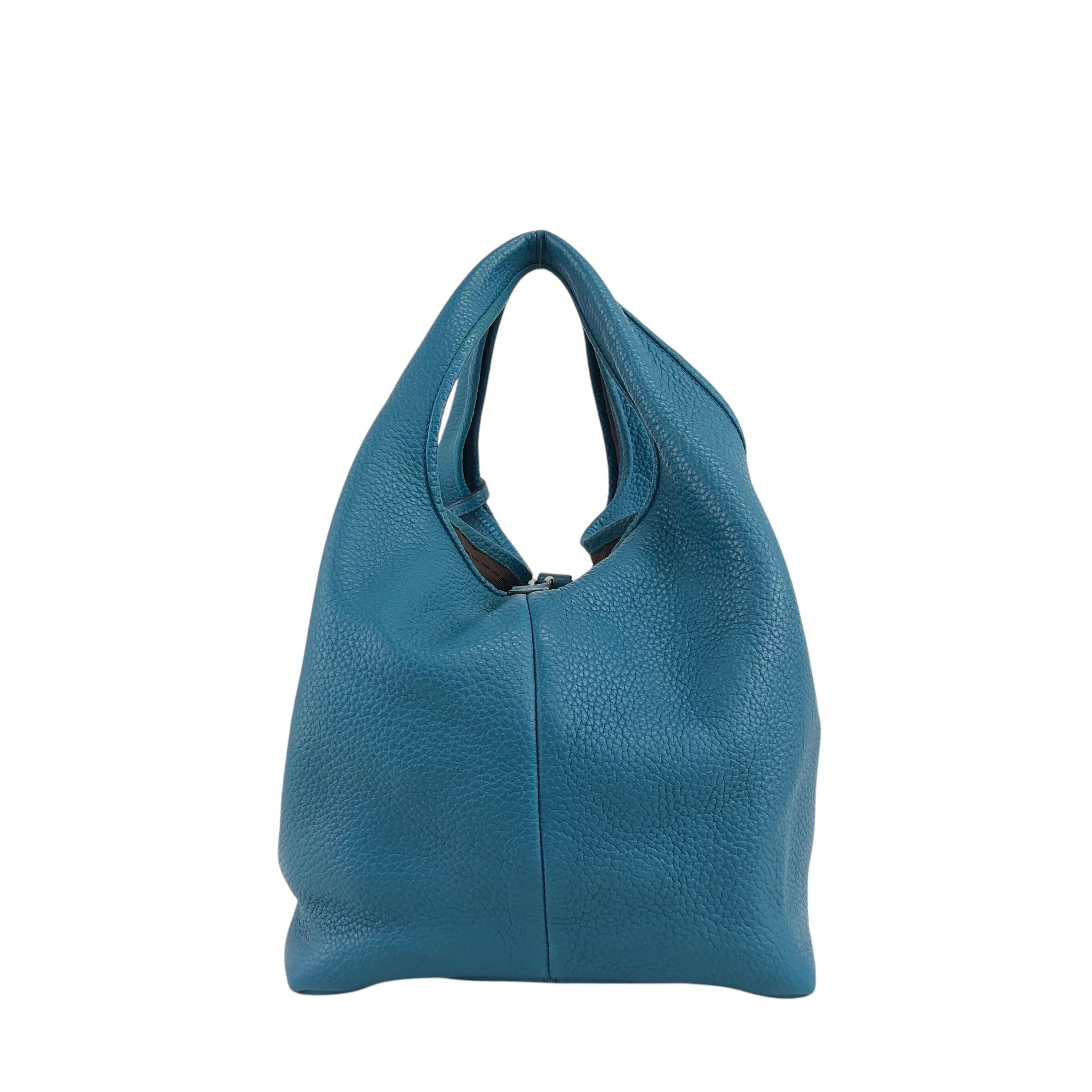 LOEWE ロエベ カリエPM ハンドバッグ ブルー カデナモチーフ レザー