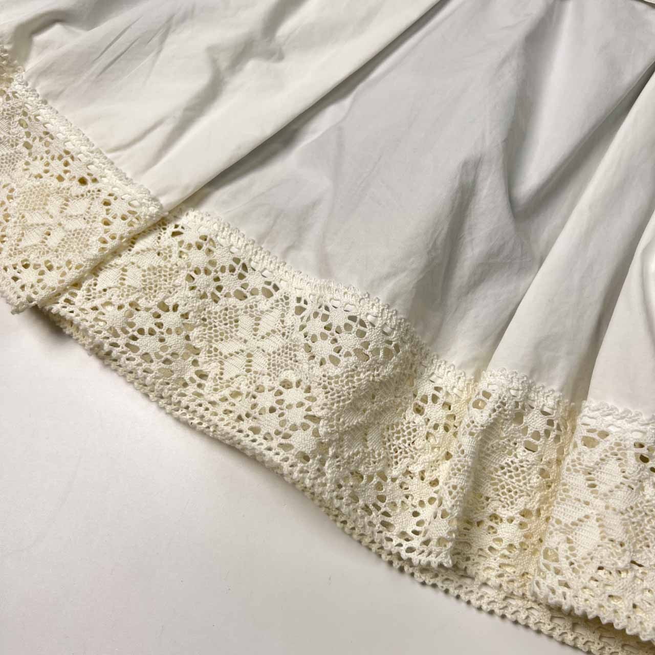 Lois CRAYON ロイスクレヨン レース付き ギャザー フレア スカート サイズ M /ホワイト/日本製