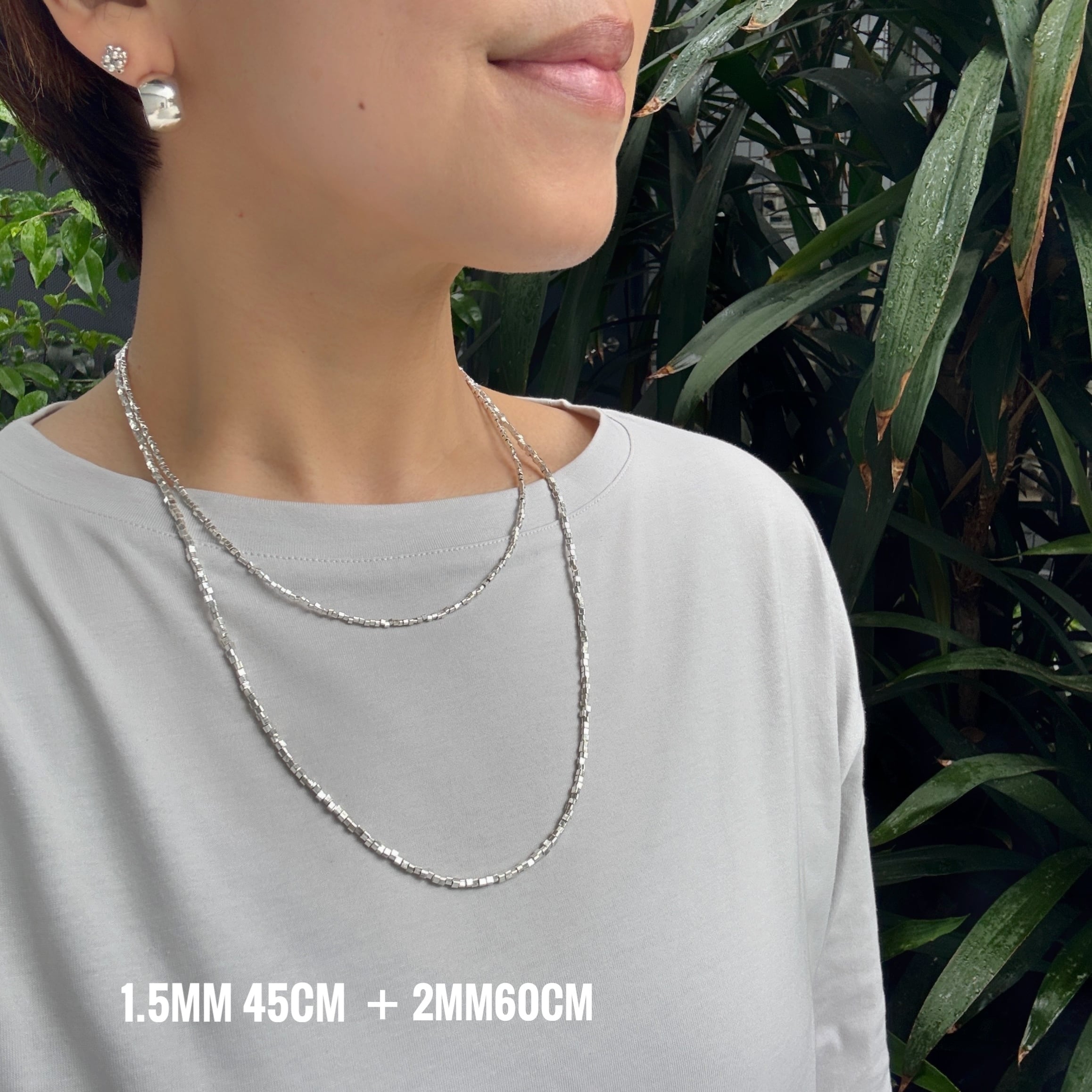 silver シルバー 925 オーバル ビーズ ネックレス 40 45 50 2mm キューブ シルバー ネックレス 40/45/50/55/60cm | 【公式通販