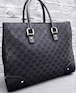 【定番モデル】GUCCI グッチ GGキャンバス × レザー 切替 スタッズ 書類 タブレット収納可能 スクエア型 トート バッグ ハンドバッグ 黒