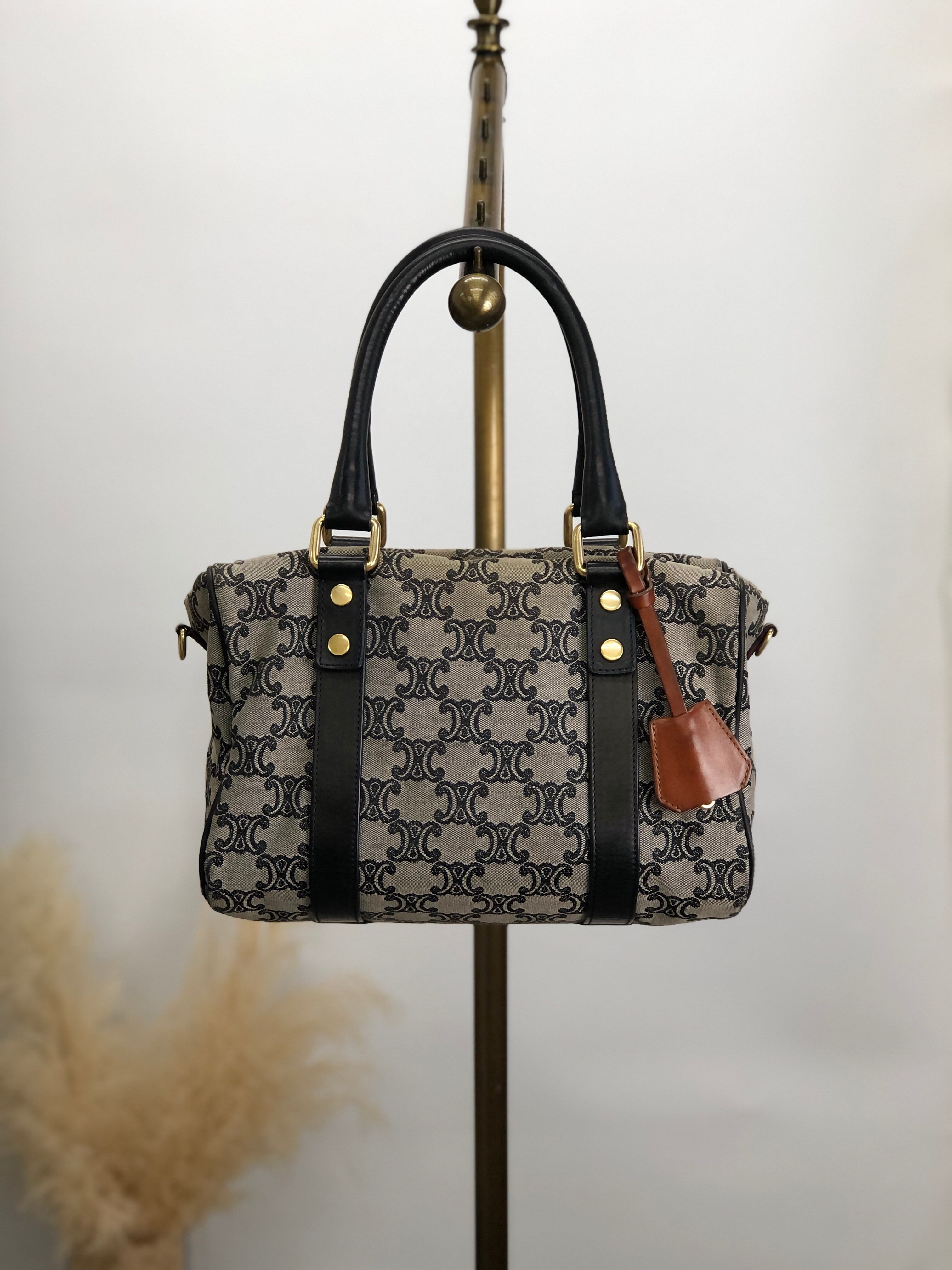 CELINE セリーヌ ブラゾン ボストンバッグ グレー キャンバス CELINE セリーヌ ブラゾン ボストンバッグ グレー キャンバス