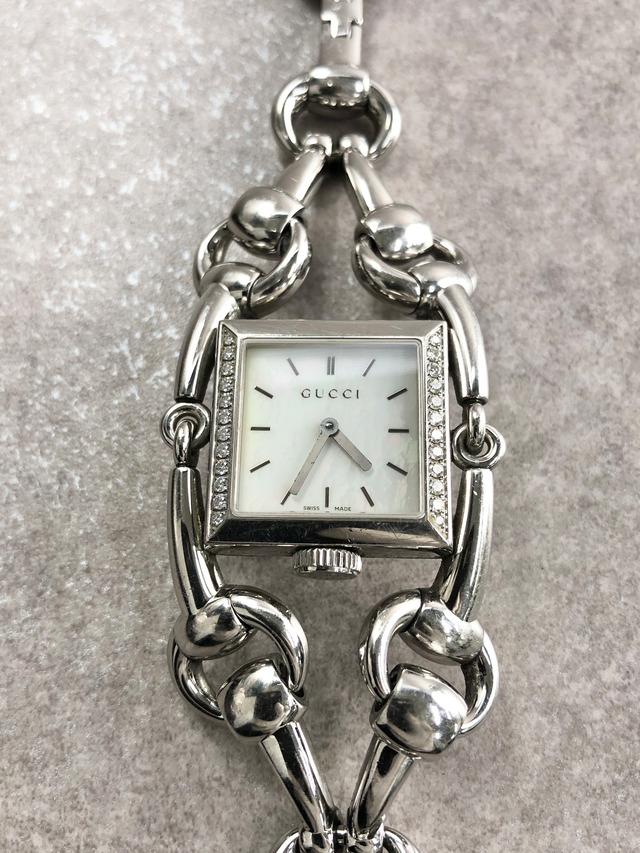 GUCCI グッチ シニョーリア 腕時計 シルバー スクエア ステンレススチール ラインストーン vintage ヴィンテージ オールド ag4iia