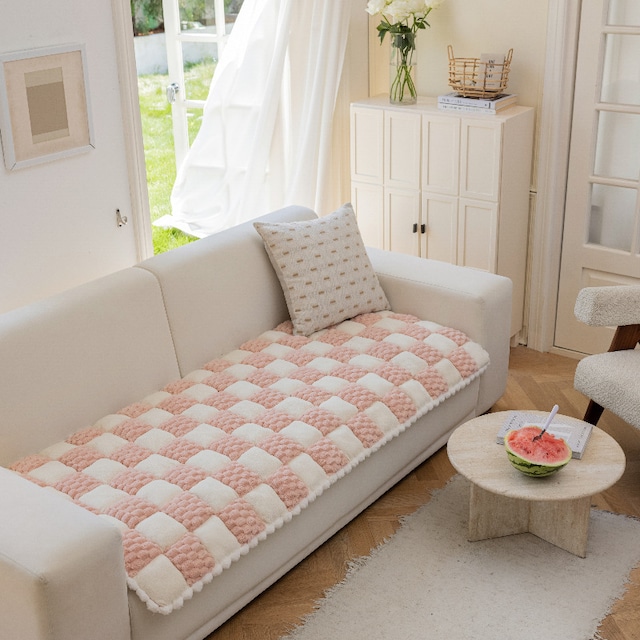 ソファ クッション 柔らか 格子柄 グリッド柄 180cm x 70cm おしゃれ かわいい インテリア 150cm x 70cm ソファ マット カバー 厚手 滑り止め シート パッド