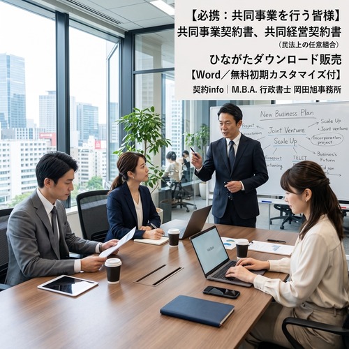 【Word／無料初期カスタマイズ付】共同事業契約書、共同経営契約書（民法上の任意組合）