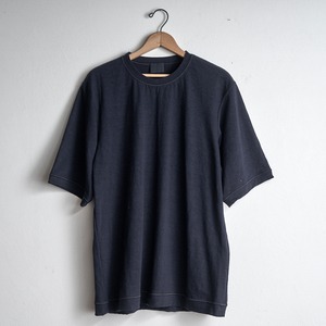 山内　塩縮加工リネンニットTシャツ NAVY