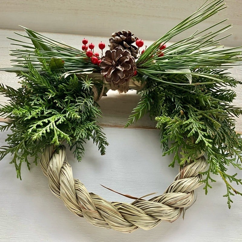 シンプルフレッシュリース 正月飾り しめ飾り 玄関 しめ縄飾り2026