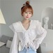 ✞ シフォンスリーブシャツブラウス♡ストラップレス★トップス ロング レース レースアップ ✞ゴスロリ SM ミリ 甘ロリ クラロリ 和ロリ エレガント 黒ロリ 姫ロリ 華ロリ BB-BB50502659194