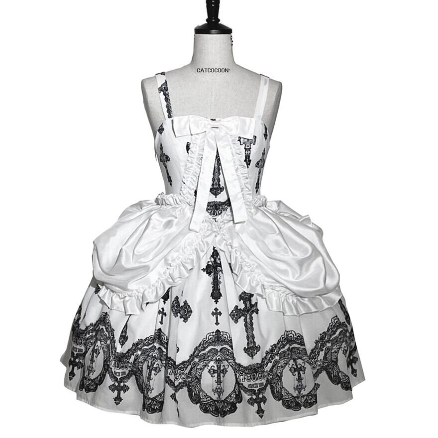 ライブ コンカフェ衣装向け ゴスロリ 十字架プリント ジャンパー