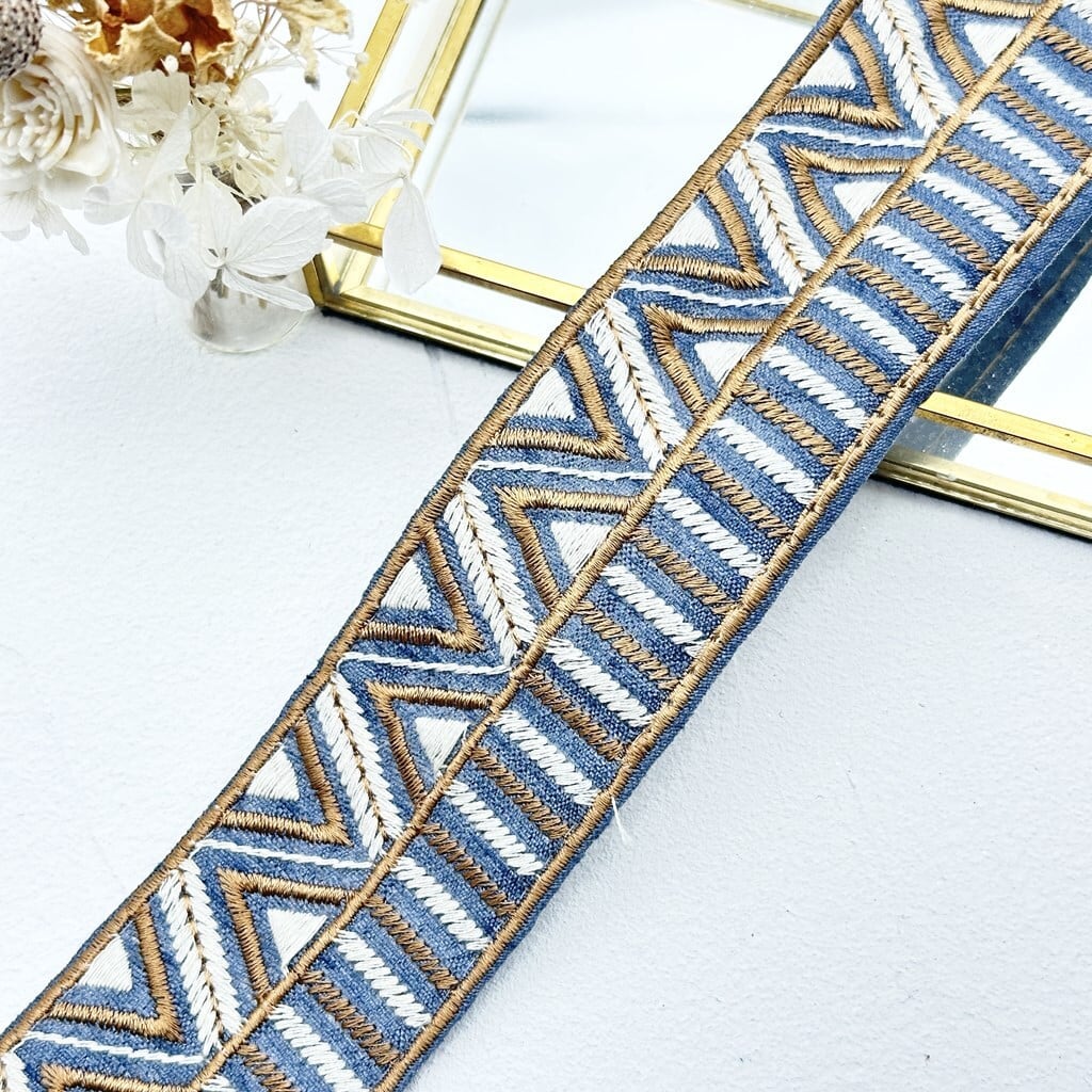 シャープアングル [ネイビー］インド刺繍リボン 1516 | Pay ID