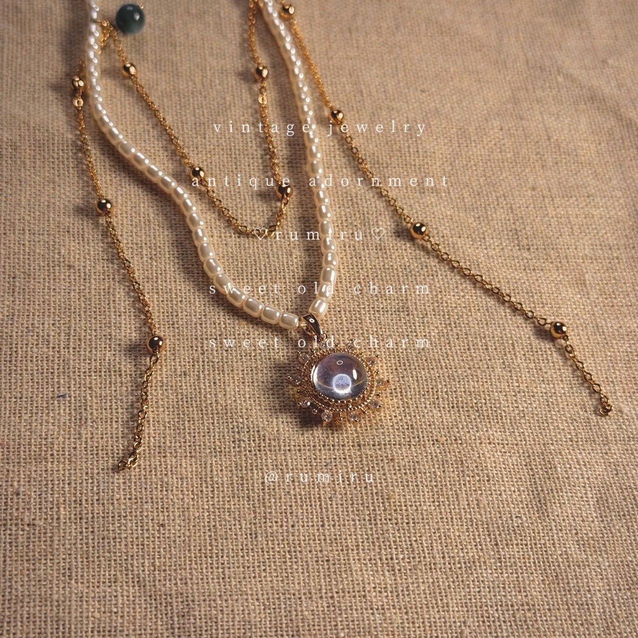 ハンドメイド ヴィンテージサン 淡水パール ネックレス - 3