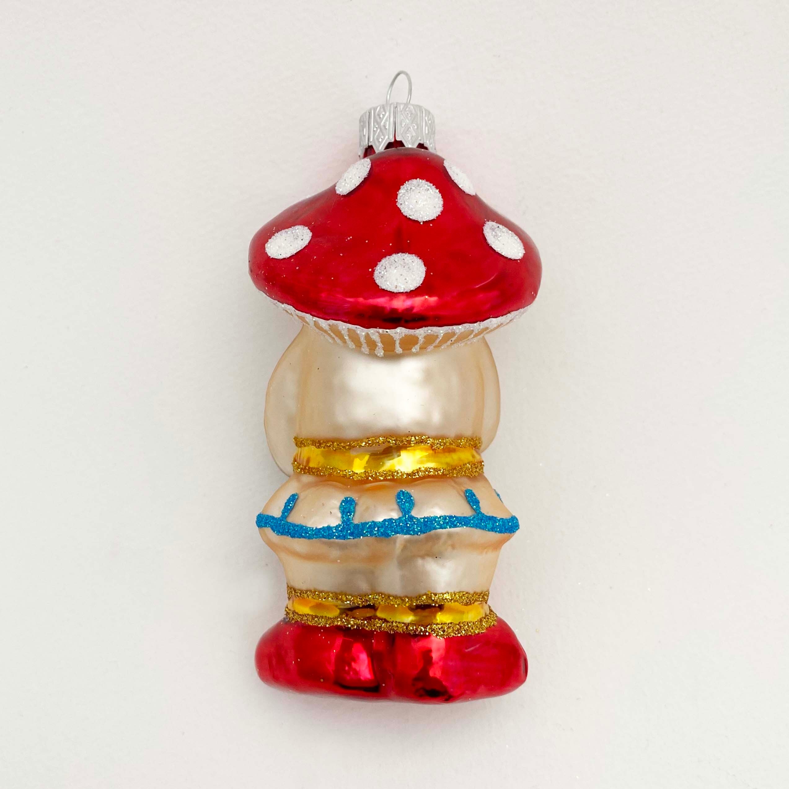 ウクライナ製 ガラスオーナメント（サンタきのこ）