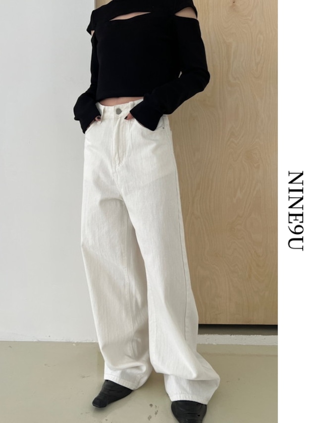 denim loose straight pants【NINE7743】