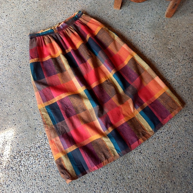 アメリカ製 チェックロングスカート used [203005]