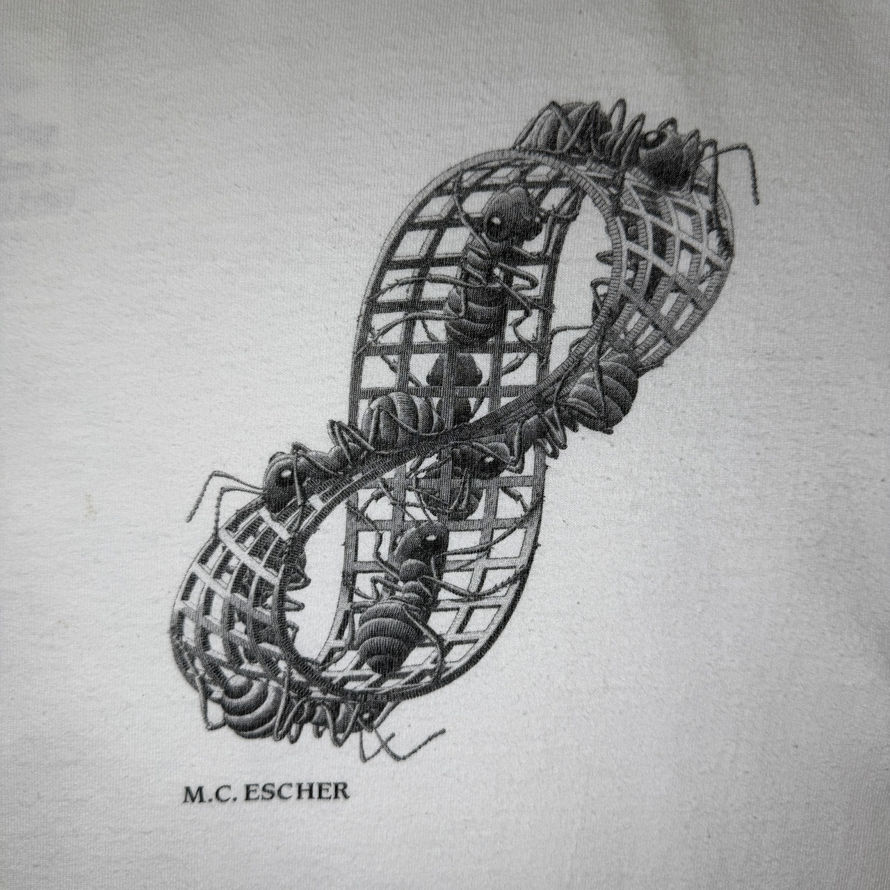 90's M.C.Escher "Mebius Strip II (Red Ants)" Printed T-Shirt USA ANDAZIA ART 90年代 エッシャー メビウスの帯II(赤蟻) プリント Tシャツ アメリカ ヴィンテージ ビンテージ だまし絵 アート TT2026-0005 - 3