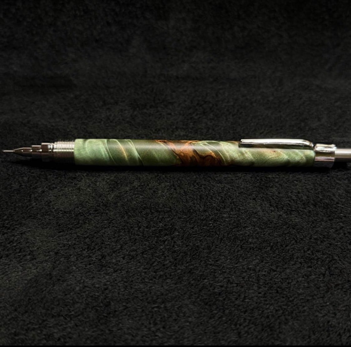 262栃トラ杢スタビ 木製シャーペン 超低重心溝付き ステンレス | handwood