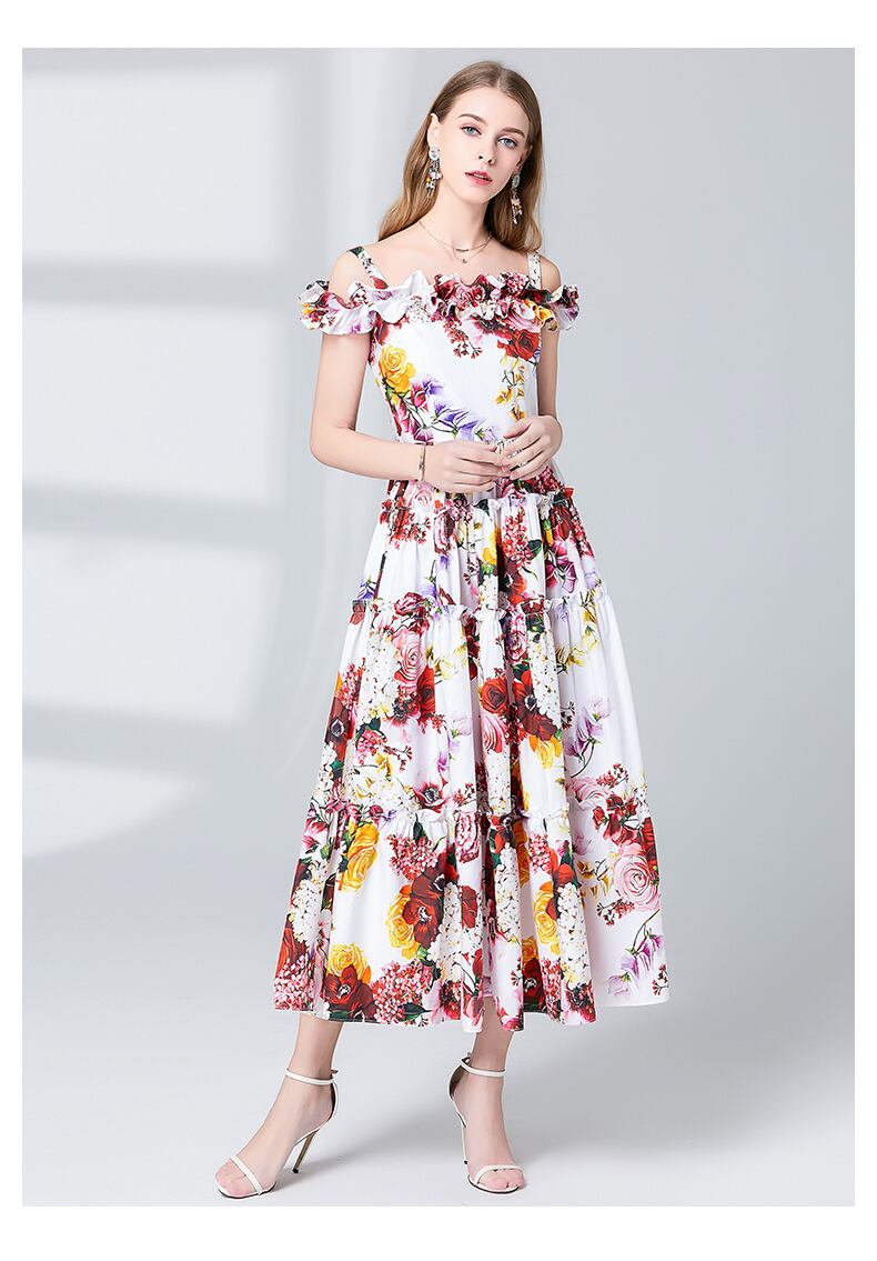 レディース リゾートワンピ オフショル 夏 ワンピース 花柄 バカンス ロング丈 Antoinette