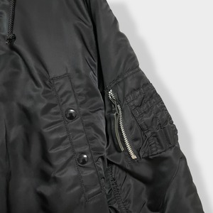 【ALPHA INDUSTRIES】N-3B フライトジャケット ミリタリー アウター アルファ インダストリーズ ブラック ブラックファー ラグラン MEDIUM US古着