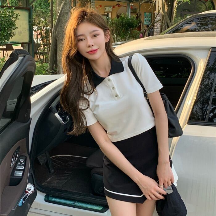 サマーカラーカジュアルショートトップス Aラインスカート 夏物 ドラファッションホール34036072484