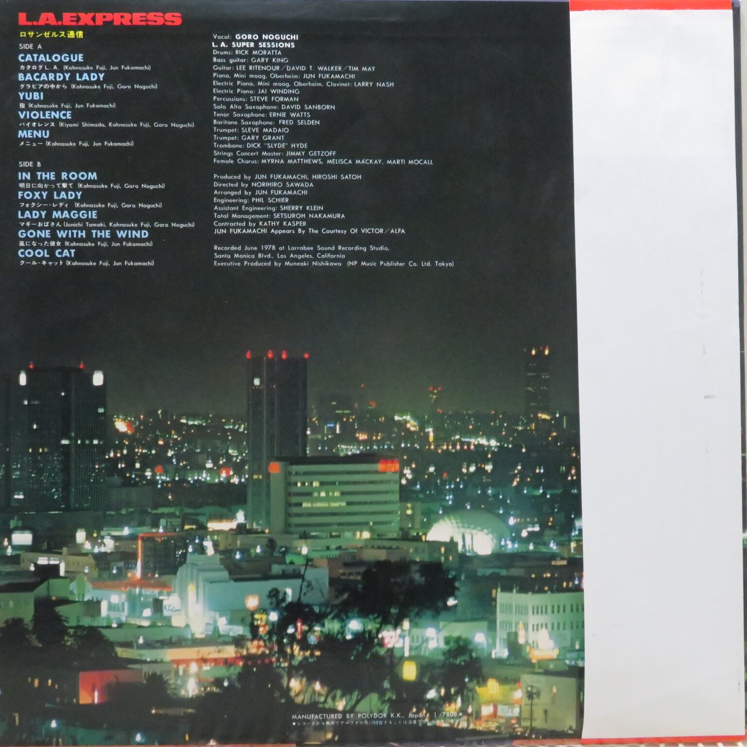 野口五郎 / L.A.Express  ロサンゼルス通信 [MR 3135] - 画像2
