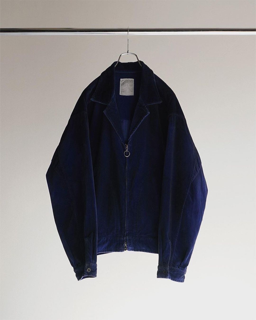 新品 アンセルム 23aw VELVET ZIPUP JACKET NAVY