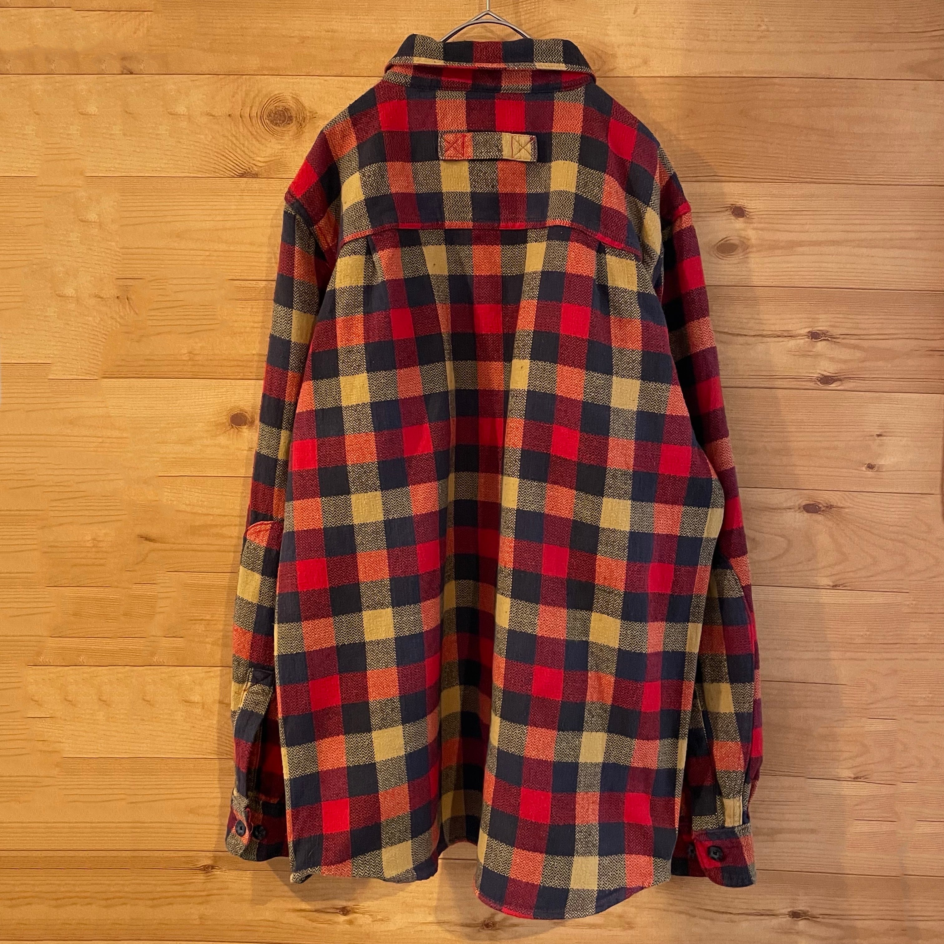 Woolrich】長袖シャツ ネルシャツ ブロックチェック 肘当て Lサイズ ...