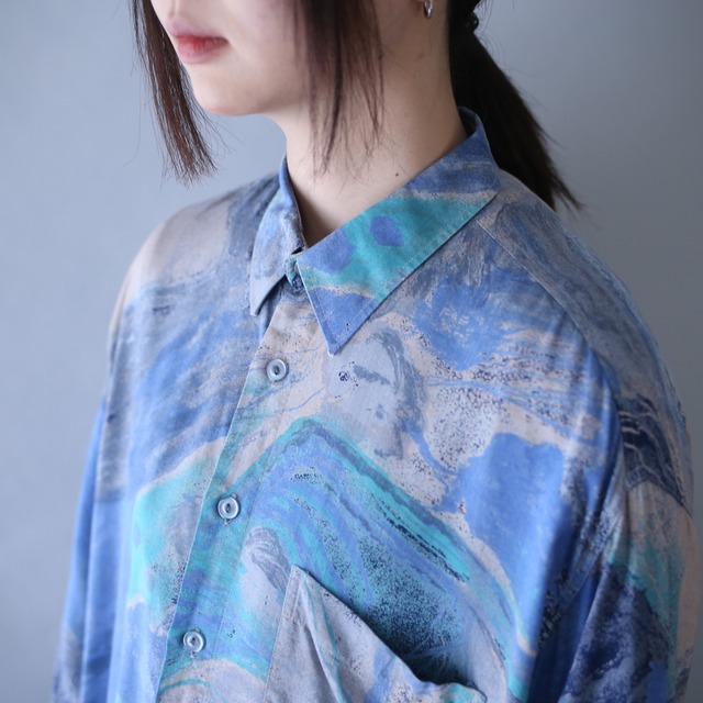 beautiful abstract painting full pattern over silhouette shirt