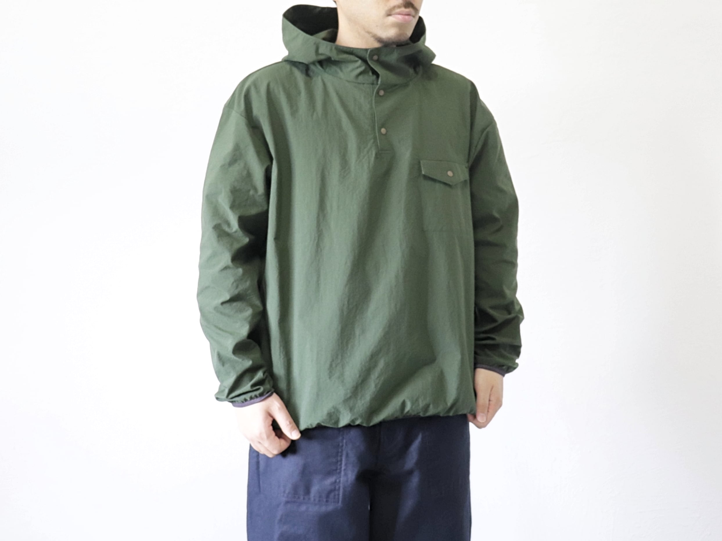 美品 have a good time プルオーバー ナイロンジャケット ロゴ have a good day / NYLON PULLOVER HOODIE - MILITARY ハブアグッド