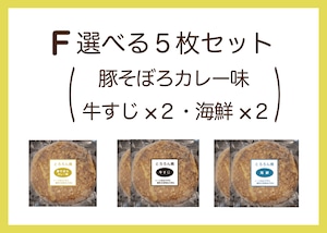 F豚そぼろカレー味・牛すじ２枚・海鮮２枚　５枚セット