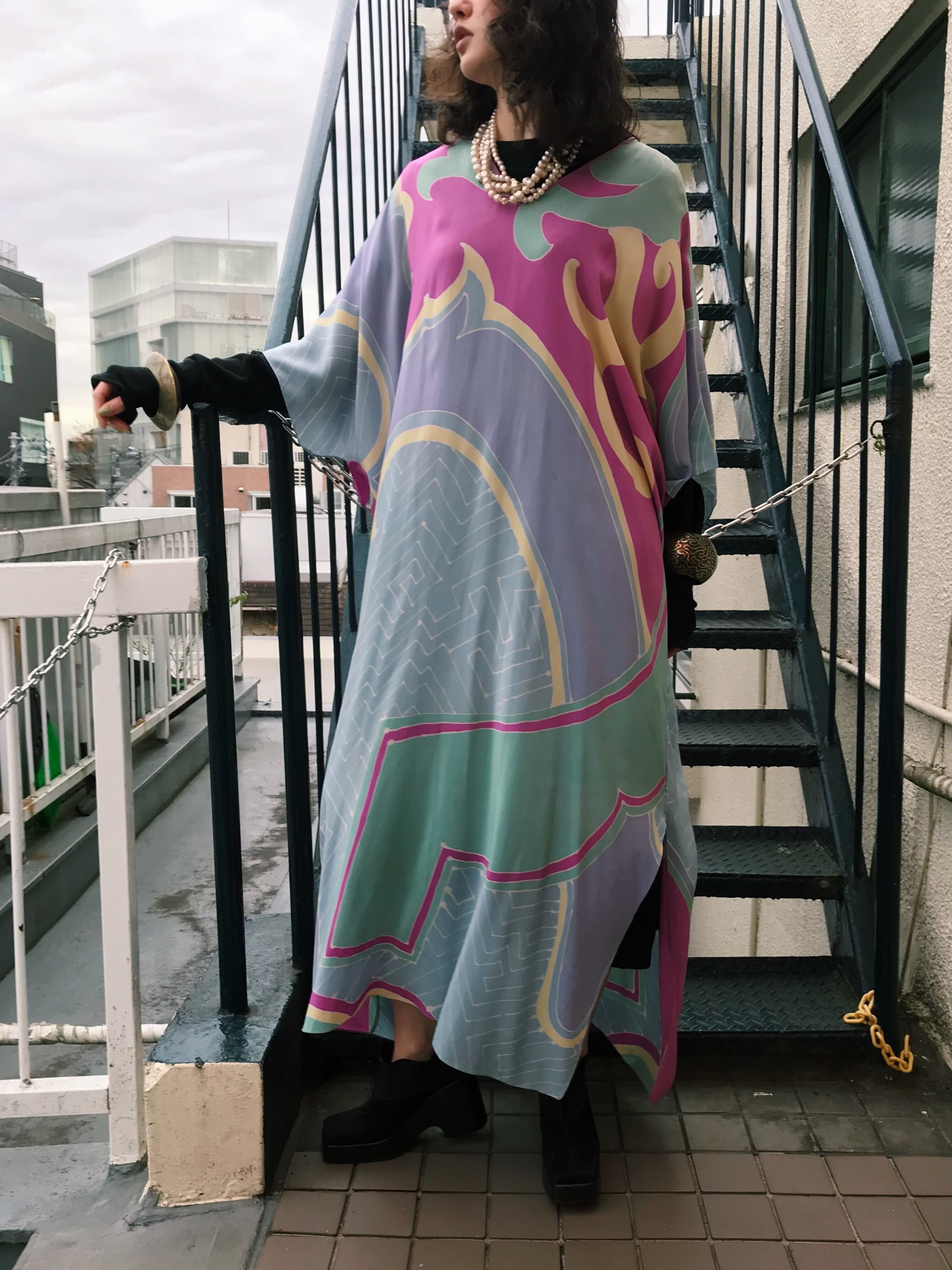 Vintage black simple knit dress ( ヴィンテージ ブラック シンプル