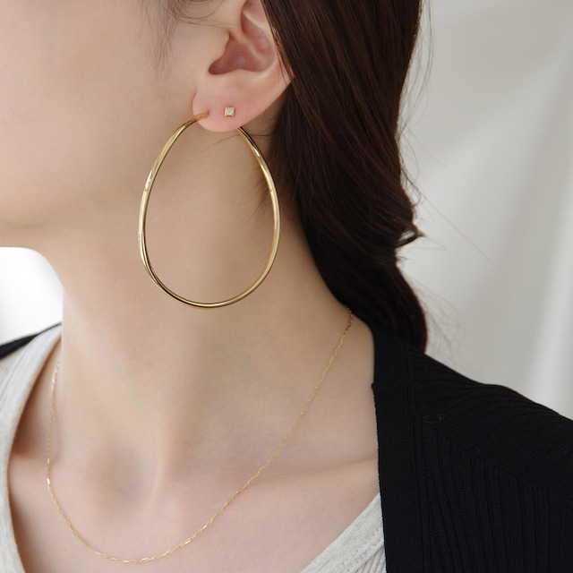 K18イエローゴールド グランウェーブ 直径70mm ビッグフープピアス【MKY0112P1】