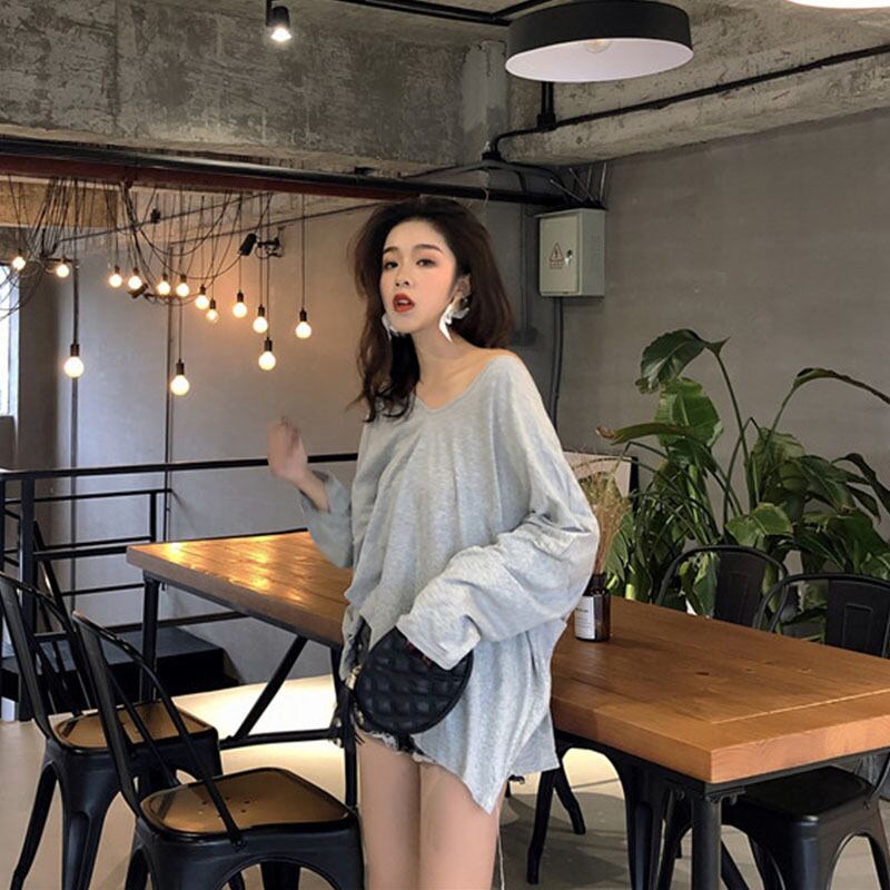セクシー 背中開き オープンバック デザイン Tシャツ 緩い トップス FA