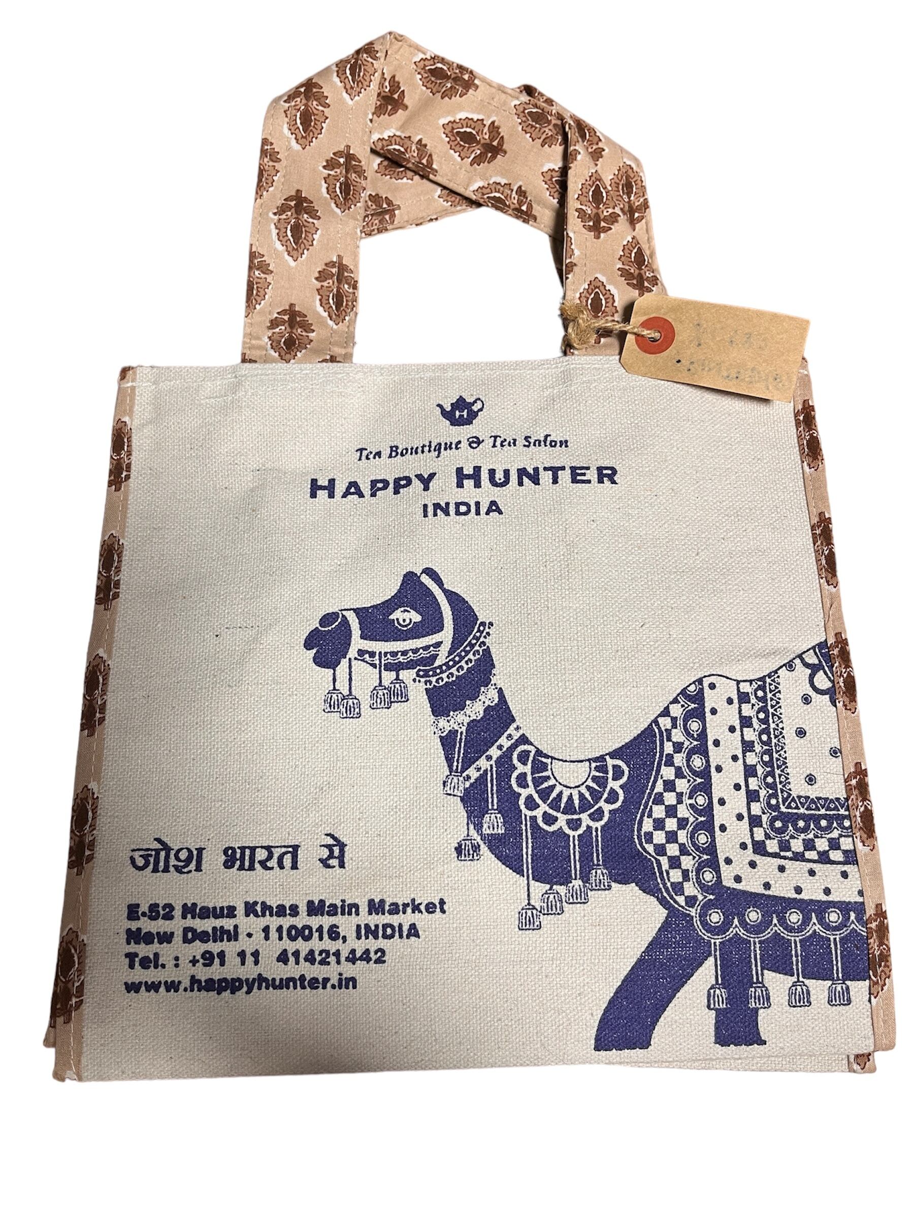 インド】ハッピーハンター マサラバッグ プリントS〈ラクダ青色〉 持ち