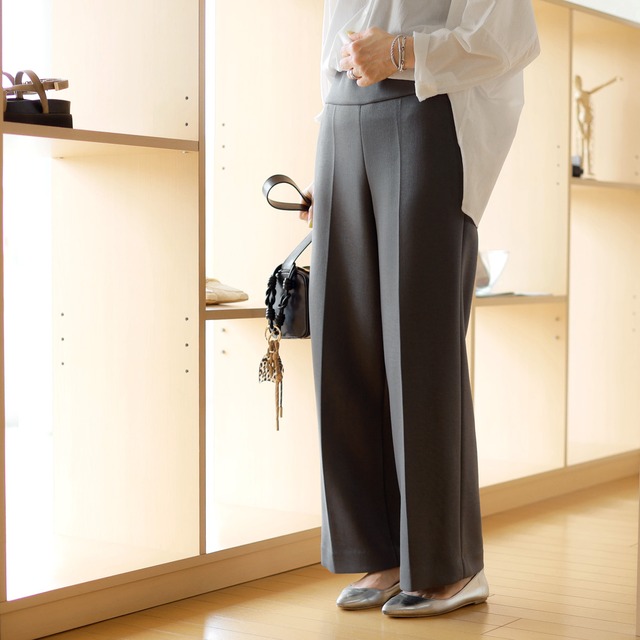 Srieee (シュリ) ダンボールニット スッキリ見えワイドパンツ