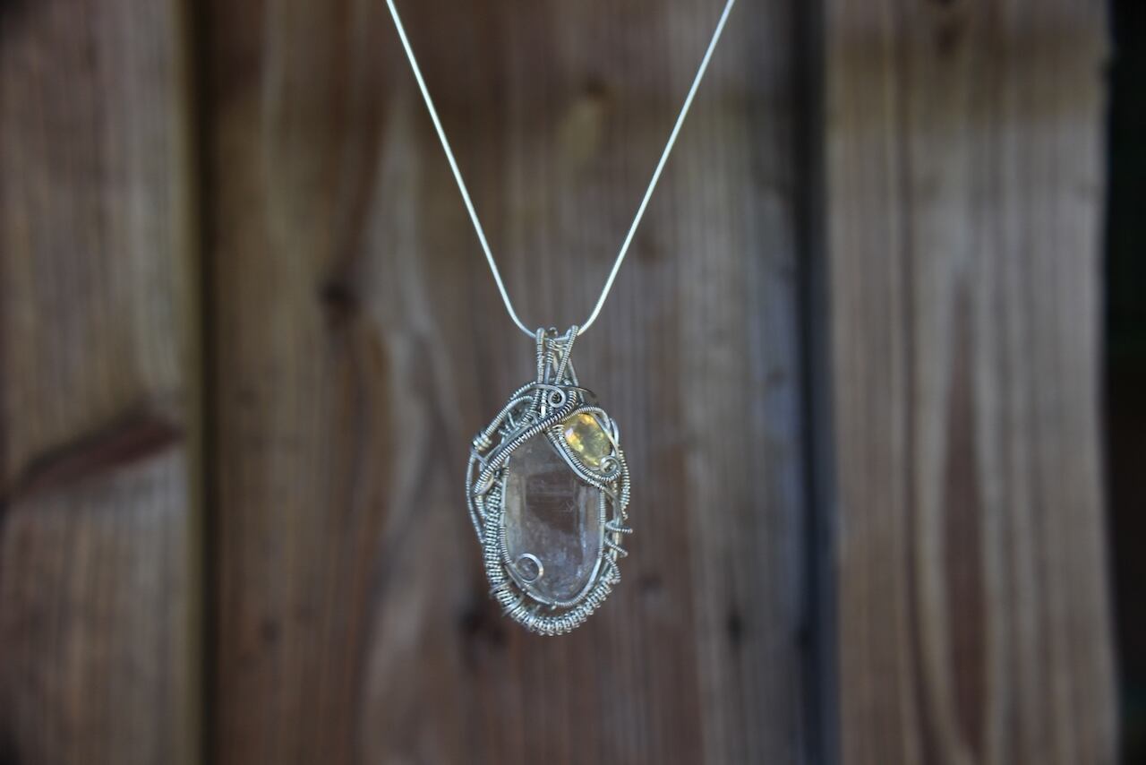 Ganesh himal Crystal & Crystal opal silver925 wirewrapping pendant