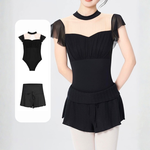 フレアスリーブ レオタード フレアニットパンツセット L1347