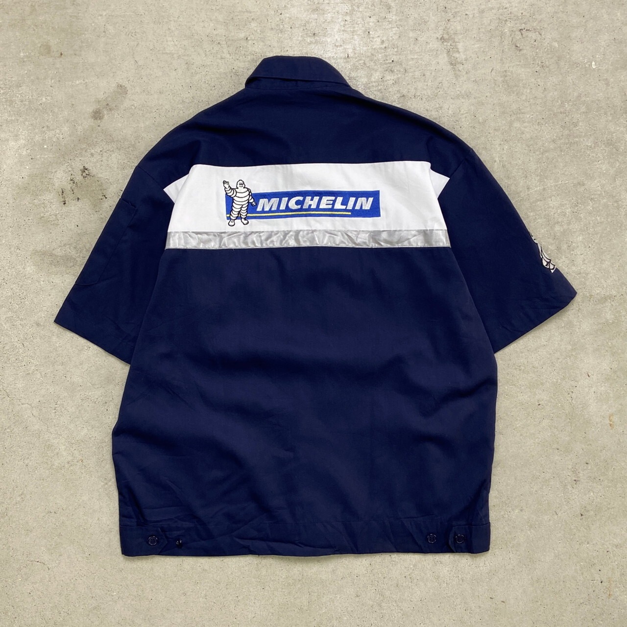 MICHELIN 半袖 ワークシャツジャケットリフレクターライン 企業ロゴ 