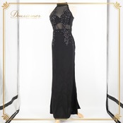 ベリーダンス 衣装 ワンピース ドレス ブラック系 レッスン 練習 黒 花柄 刺繍 メッシュ 上品 華やか ノースリーブ スリット ラインストーン キラキラ ダンス衣装 袖なし かわいい フラワー 透け感 セクシー