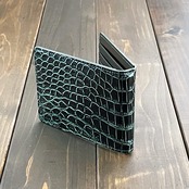 クロコダイル × ルガトショルダー 目地染め マネークリップ グリーン