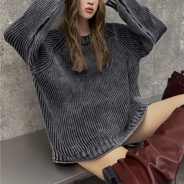 Washed crew neck sweater (ME320)