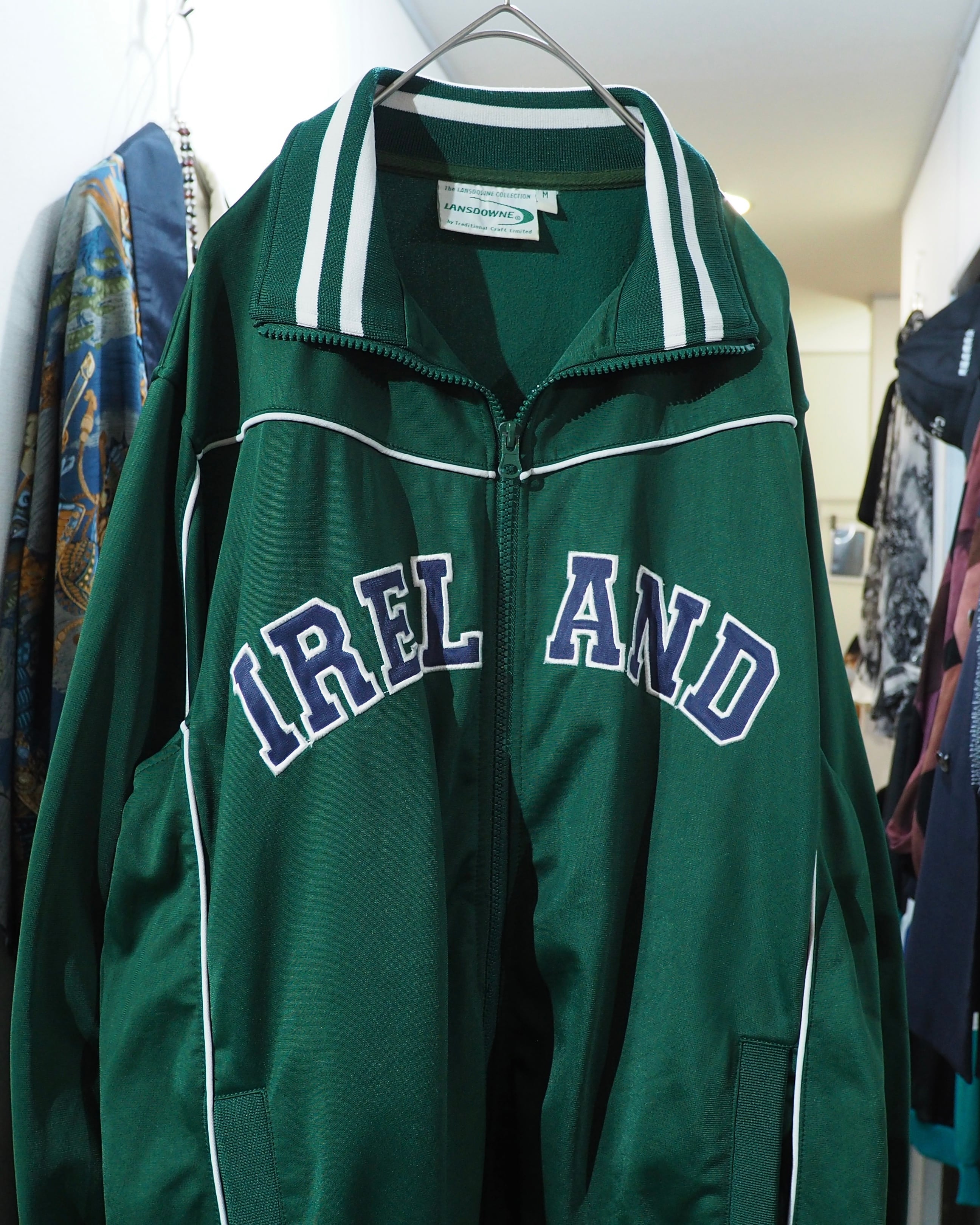1990s " IRELAND " Embroidery Irish Green Color Track jacket