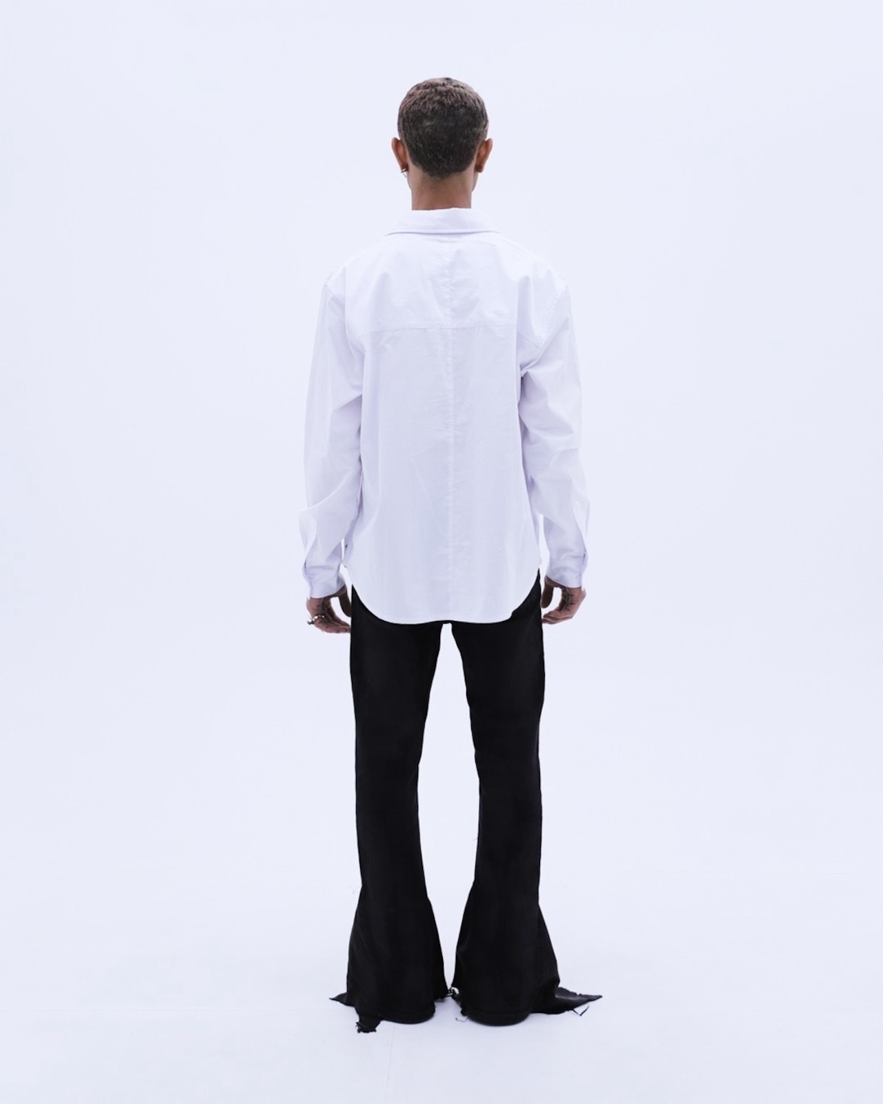 LAST NEST / white cross button LS shirts