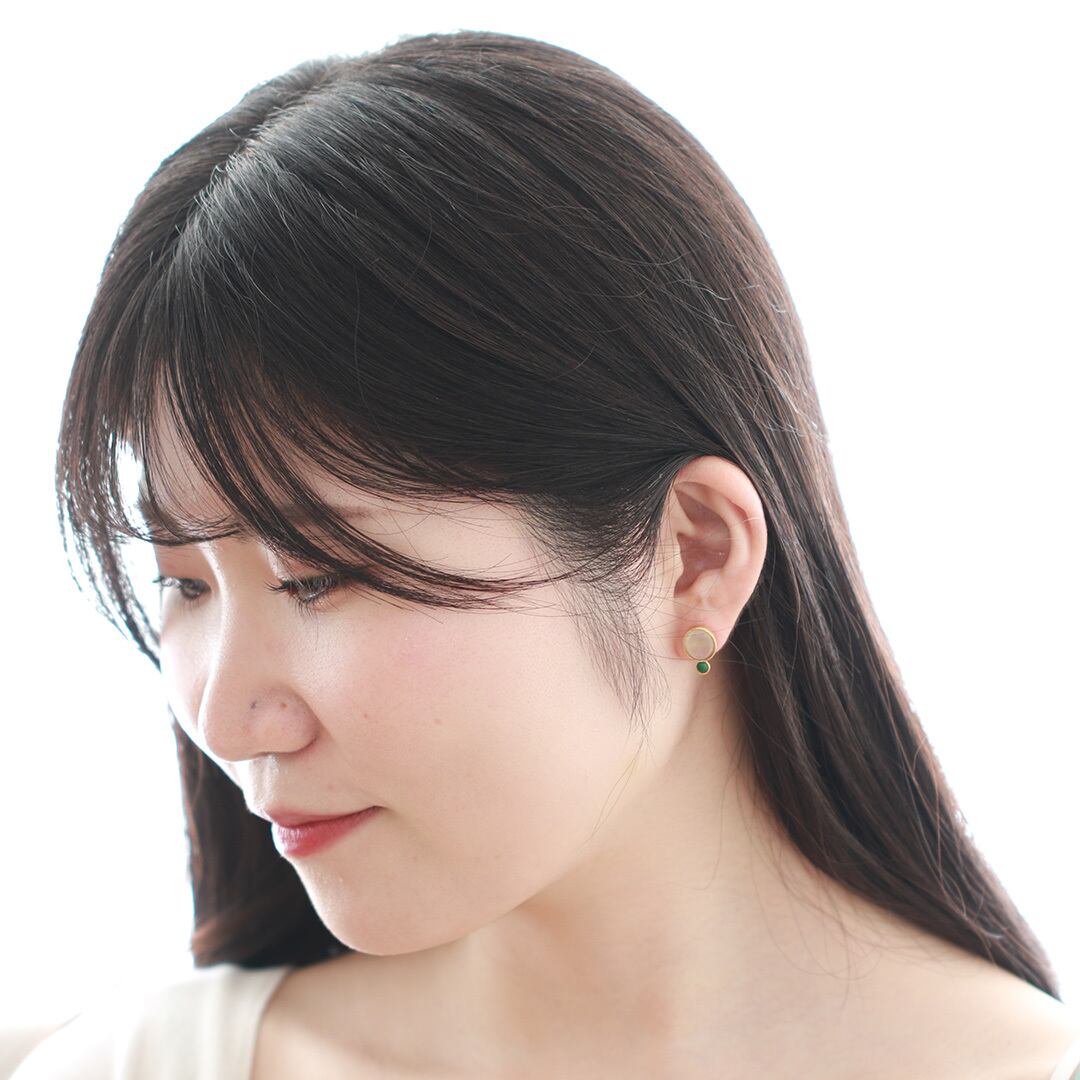 K10 ice&green翡翠ピアス A貨翡翠 jd_mm1220 | 【MeiNu（メイニュウ