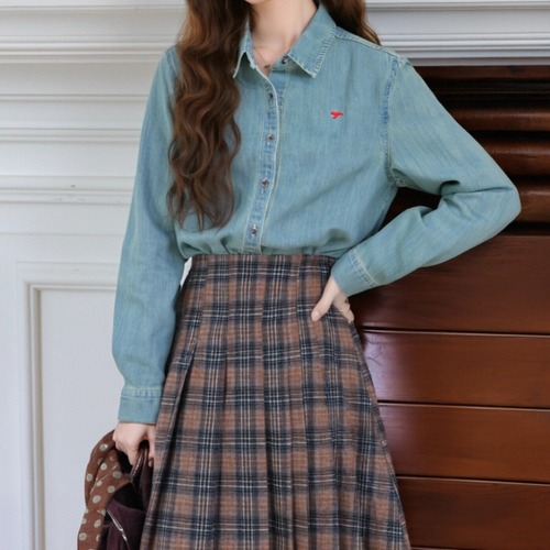 2色／ステッチボタンブラウス ・9646