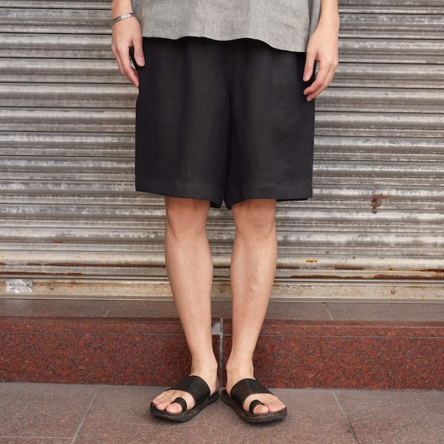 Gorsch the merry coachman(ゴーシュザメリーコーチマン) 26SS "Broken Twill Linen Easy Shorts" -Navy Brown-